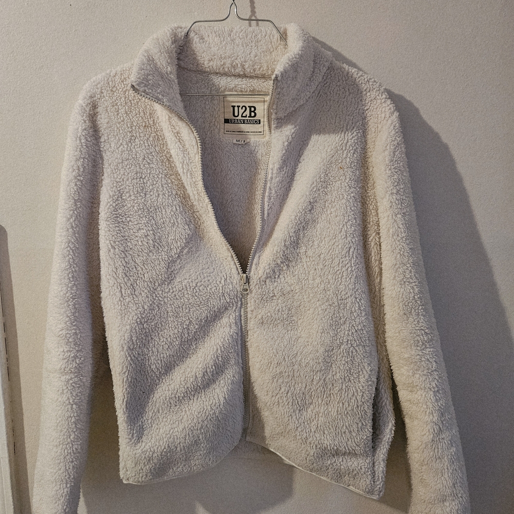 U2B Women's Cozy Cream Teddy Jacket